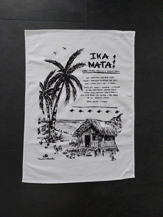 Aunties Ika Mata Recipe Linen Tea Towel