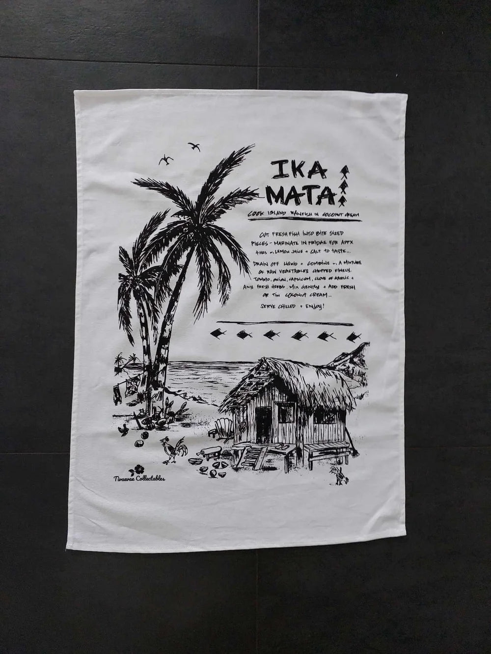 Aunties Ika Mata Recipe Linen Tea Towel